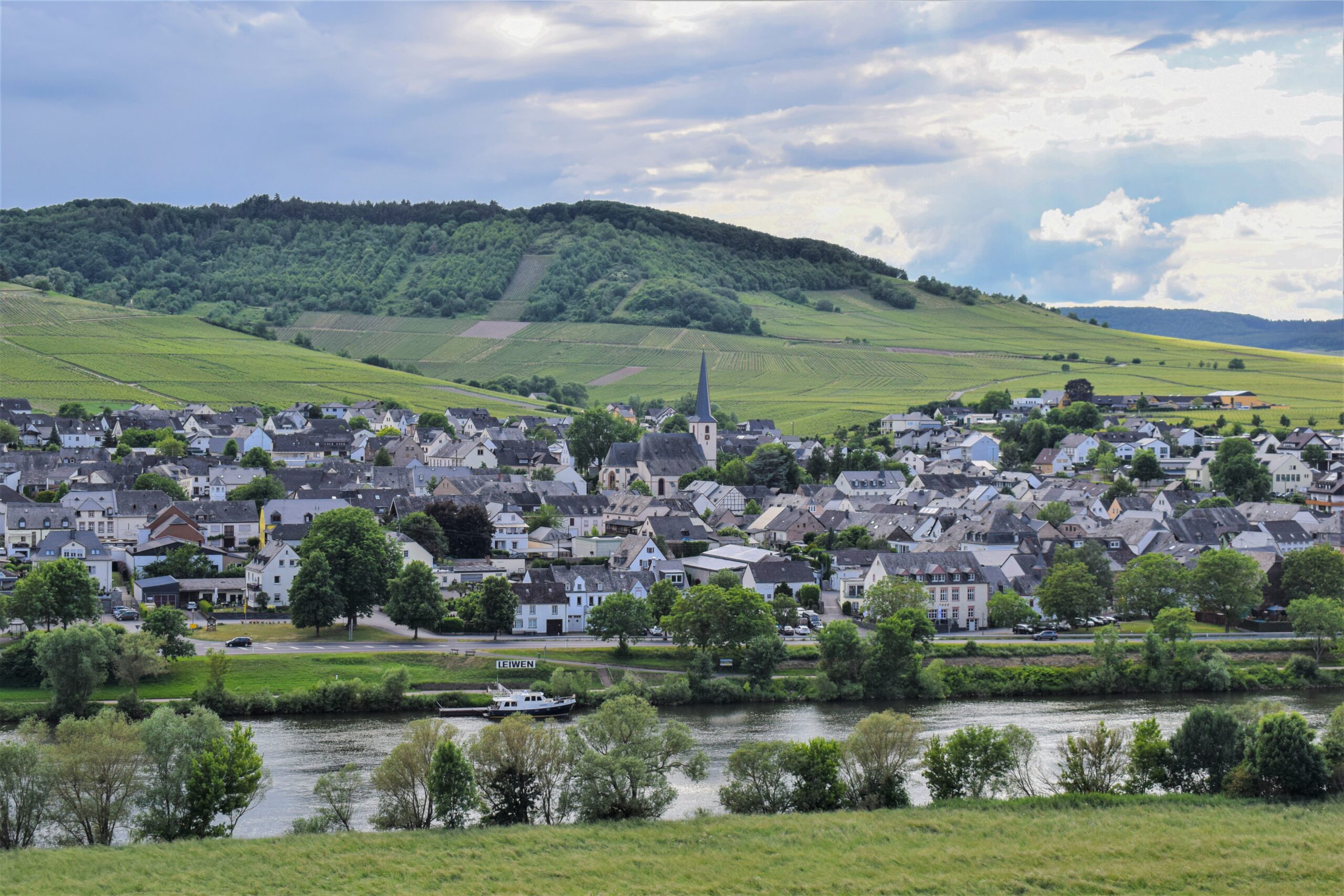 Village on a hilly landscape